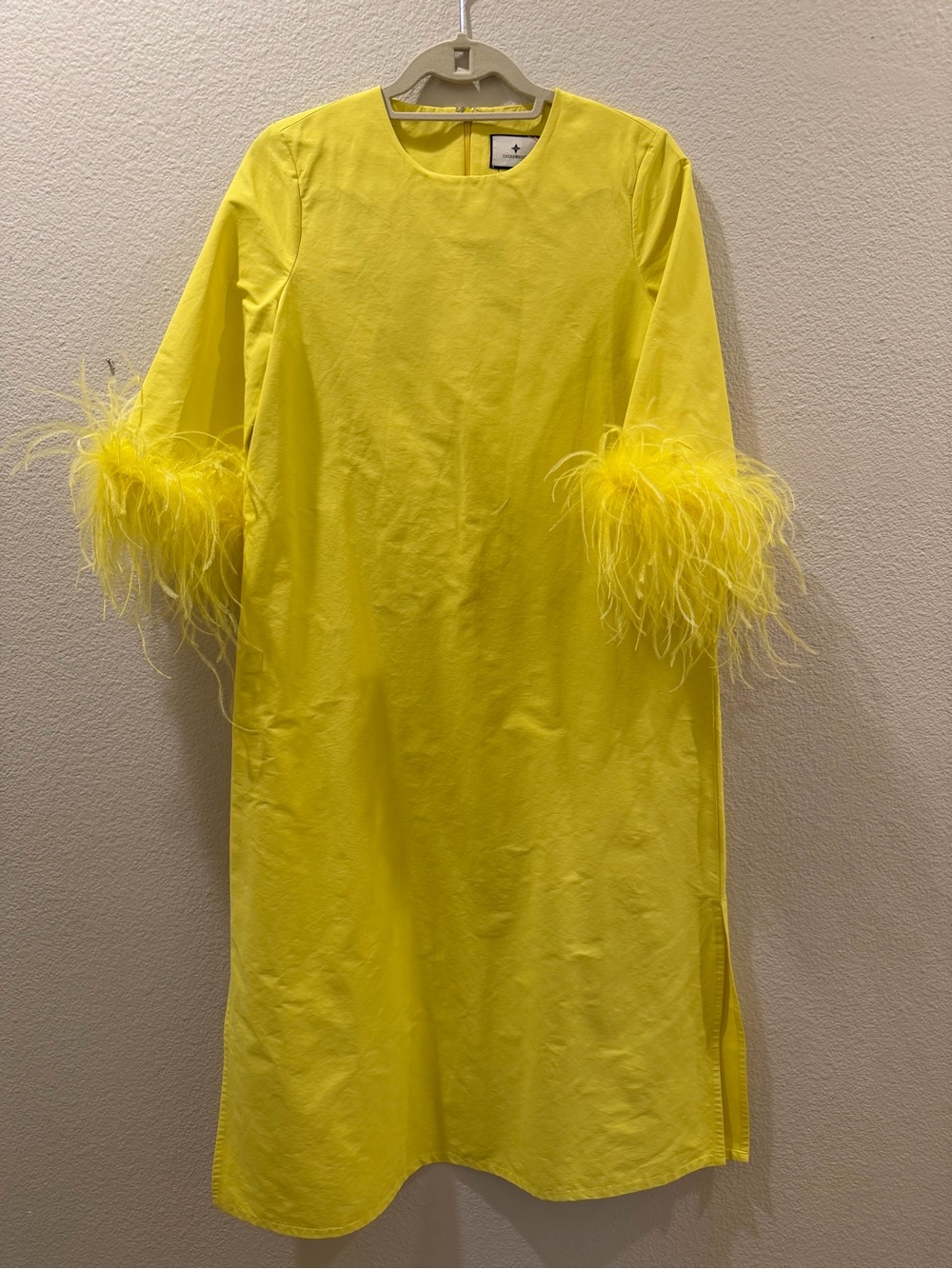 Tuckernuck Citron Feather Jamie Dress Yellow Size Small Feather Cuffs